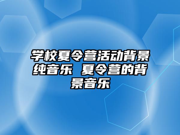 學校夏令營活動背景純音樂 夏令營的背景音樂