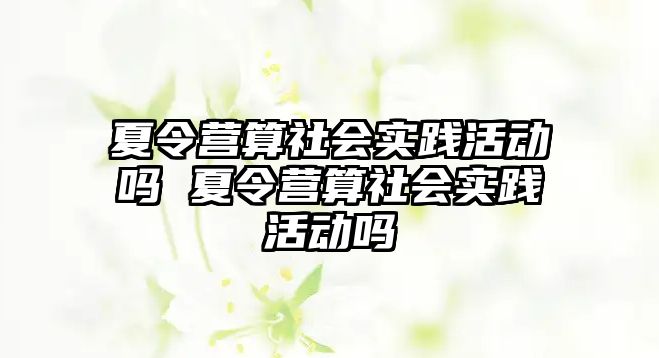 夏令營算社會實踐活動嗎 夏令營算社會實踐活動嗎