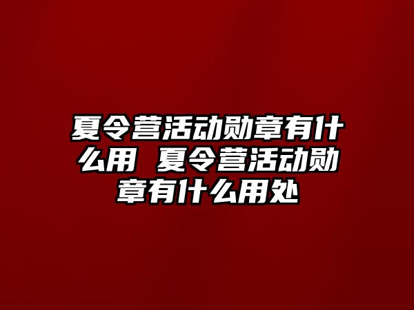 夏令營活動勛章有什么用 夏令營活動勛章有什么用處