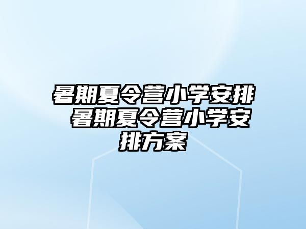 暑期夏令營小學(xué)安排 暑期夏令營小學(xué)安排方案