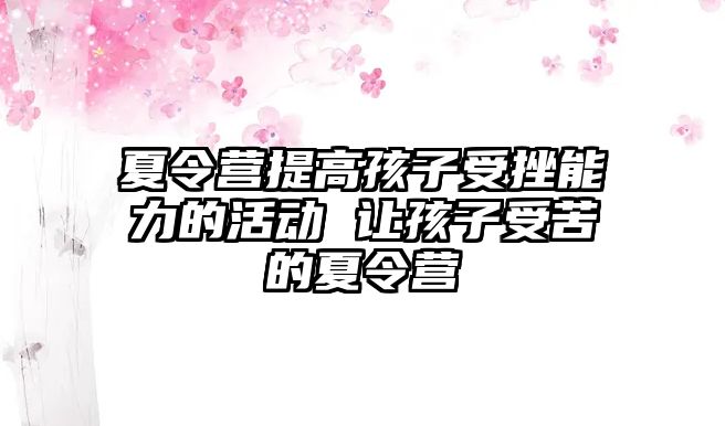 夏令營提高孩子受挫能力的活動 讓孩子受苦的夏令營