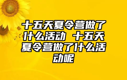 十五天夏令營做了什么活動 十五天夏令營做了什么活動呢