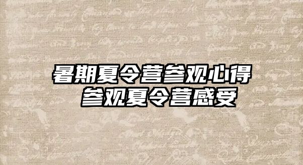 暑期夏令營參觀心得 參觀夏令營感受