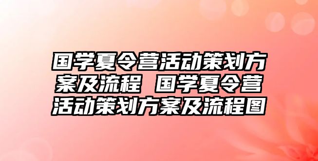 國學夏令營活動策劃方案及流程 國學夏令營活動策劃方案及流程圖