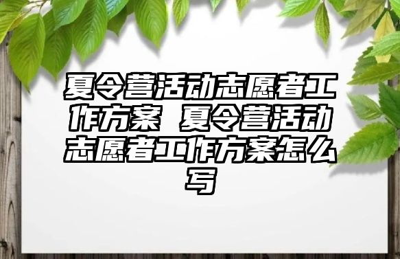 夏令營活動志愿者工作方案 夏令營活動志愿者工作方案怎么寫