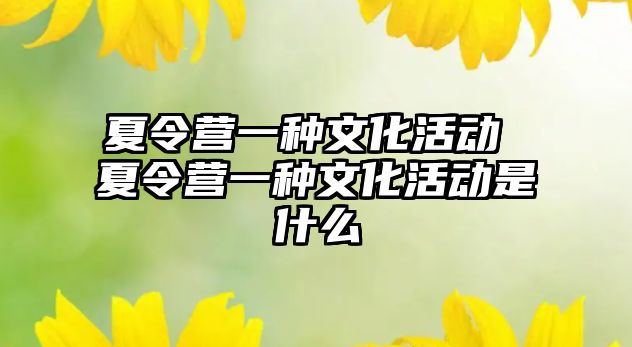 夏令營一種文化活動 夏令營一種文化活動是什么