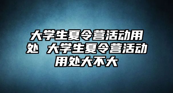 大學生夏令營活動用處 大學生夏令營活動用處大不大