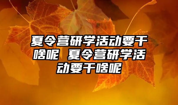 夏令營研學活動要干啥呢 夏令營研學活動要干啥呢