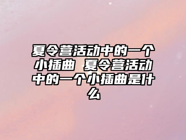 夏令營活動中的一個小插曲 夏令營活動中的一個小插曲是什么