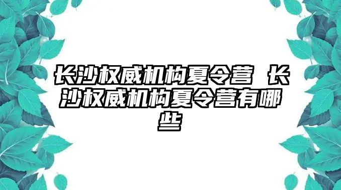 長沙權威機構夏令營 長沙權威機構夏令營有哪些