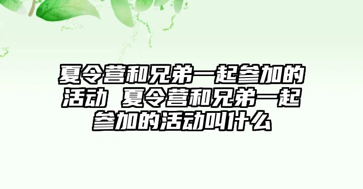 夏令營和兄弟一起參加的活動 夏令營和兄弟一起參加的活動叫什么