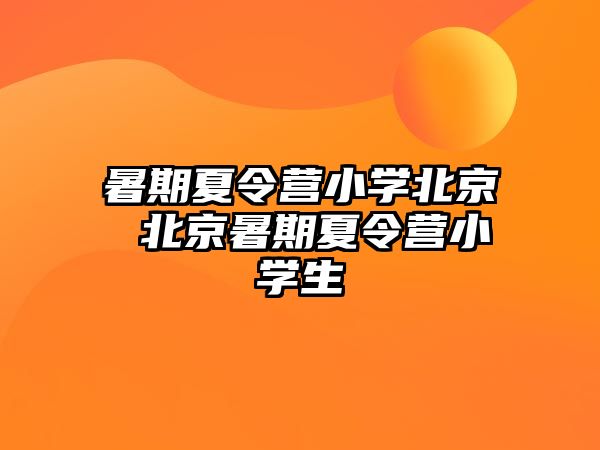 暑期夏令營小學(xué)北京 北京暑期夏令營小學(xué)生