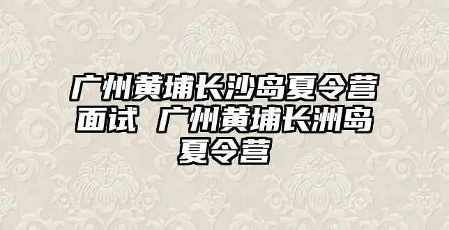 廣州黃埔長沙島夏令營面試 廣州黃埔長洲島夏令營