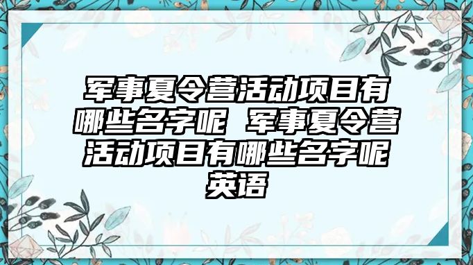 軍事夏令營活動項目有哪些名字呢 軍事夏令營活動項目有哪些名字呢英語