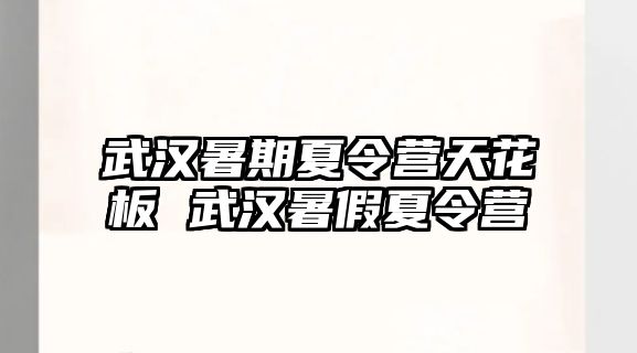 武漢暑期夏令營天花板 武漢暑假夏令營