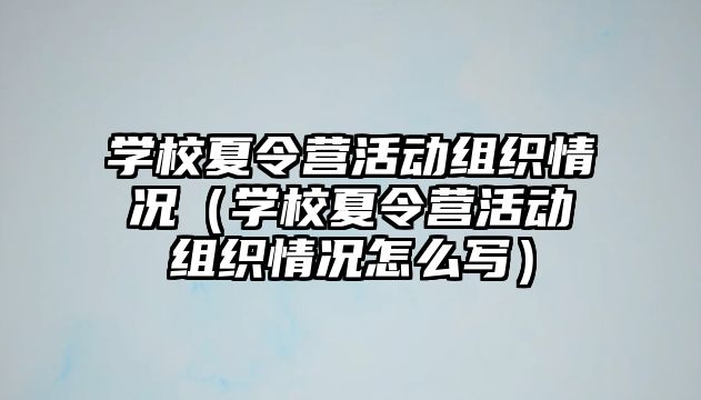 學校夏令營活動組織情況（學校夏令營活動組織情況怎么寫）