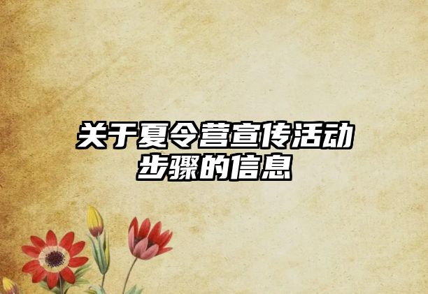 關于夏令營宣傳活動步驟的信息