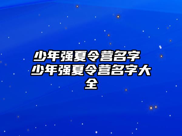 少年強夏令營名字 少年強夏令營名字大全