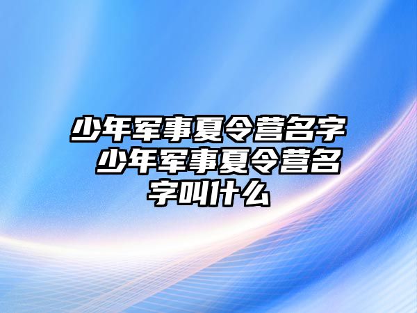 少年軍事夏令營名字 少年軍事夏令營名字叫什么