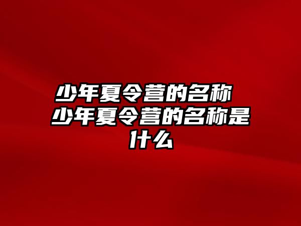 少年夏令營的名稱 少年夏令營的名稱是什么