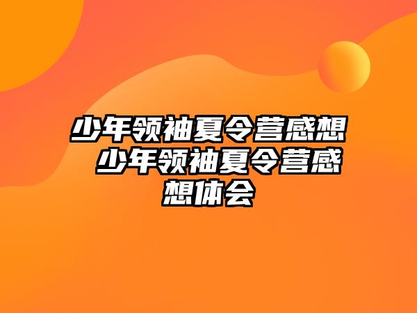 少年領袖夏令營感想 少年領袖夏令營感想體會