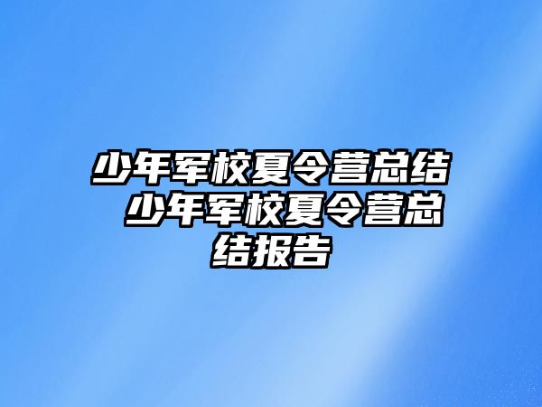 少年軍校夏令營總結 少年軍校夏令營總結報告