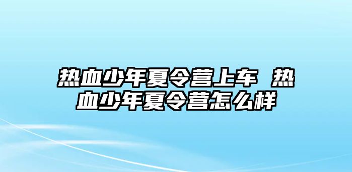 熱血少年夏令營上車 熱血少年夏令營怎么樣